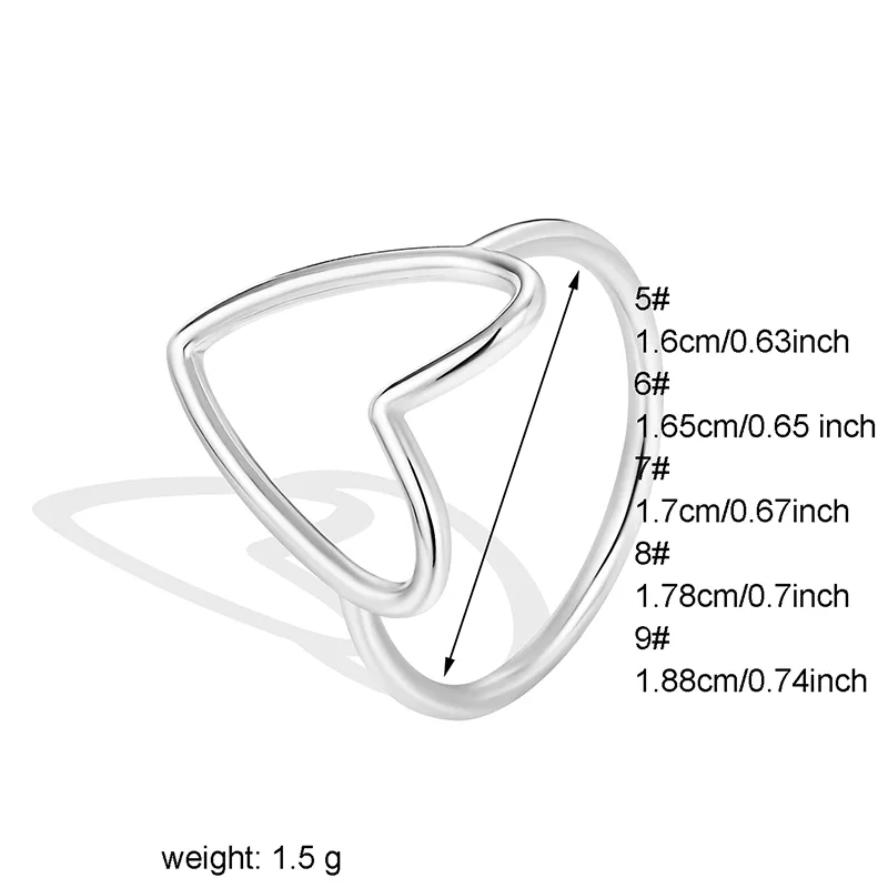 Sweet Solid Color Heart Shape Copper Plating Hollow Out 18k Gold Plated Rose Gold Plated Silver Plated Rings display picture 1