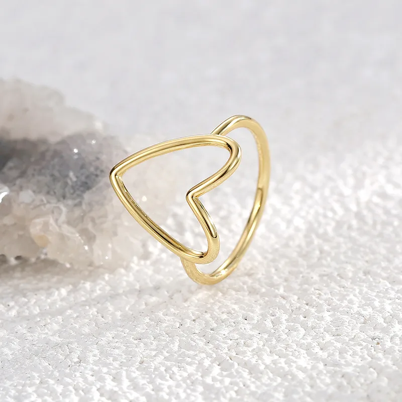 Sweet Solid Color Heart Shape Copper Plating Hollow Out 18k Gold Plated Rose Gold Plated Silver Plated Rings display picture 4