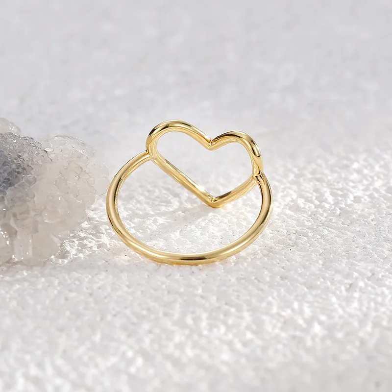 Sweet Solid Color Heart Shape Copper Plating Hollow Out 18k Gold Plated Rose Gold Plated Silver Plated Rings display picture 3