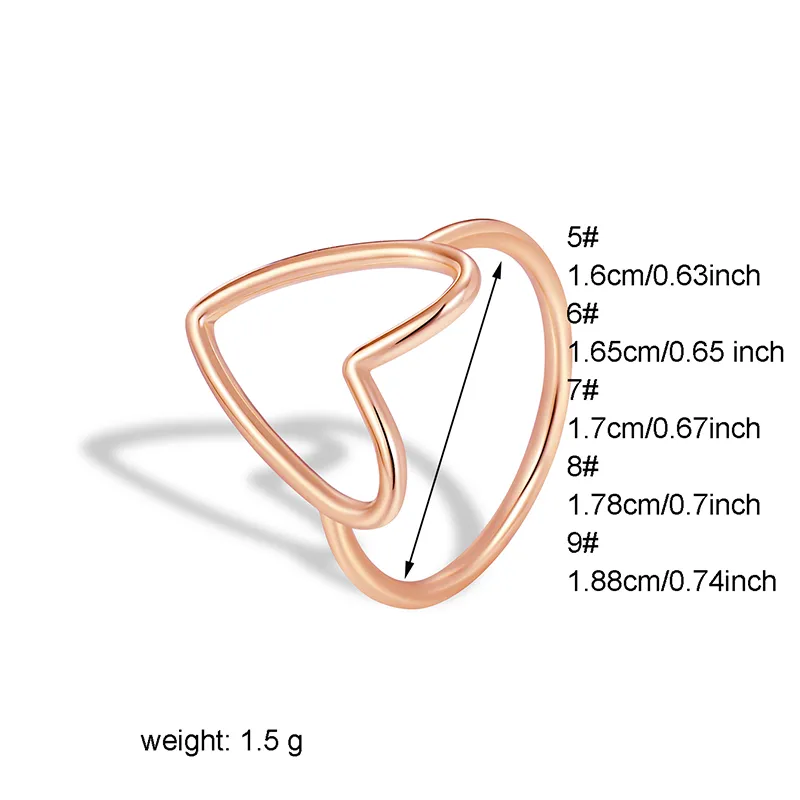 Sweet Solid Color Heart Shape Copper Plating Hollow Out 18k Gold Plated Rose Gold Plated Silver Plated Rings display picture 5