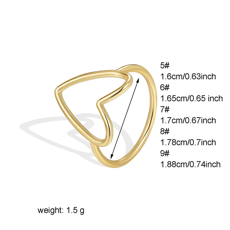 Sweet Solid Color Heart Shape Copper Plating Hollow Out 18k Gold Plated Rose Gold Plated Silver Plated Rings display picture 7