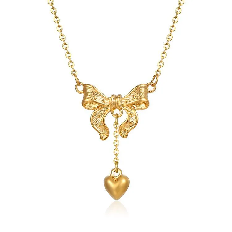 Ig Style Simple Style Bow Knot Stainless Steel Plating Pendant Necklace display picture 3