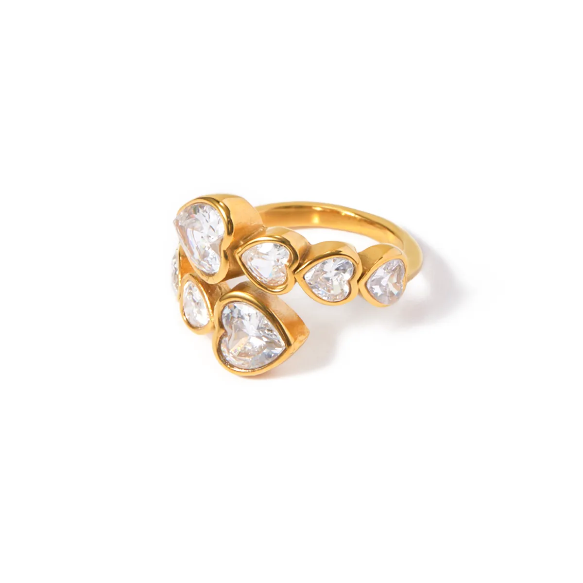 Wholesale Jewelry IG Style Heart Shape 316 Stainless Steel  Plating Open Rings display picture 1