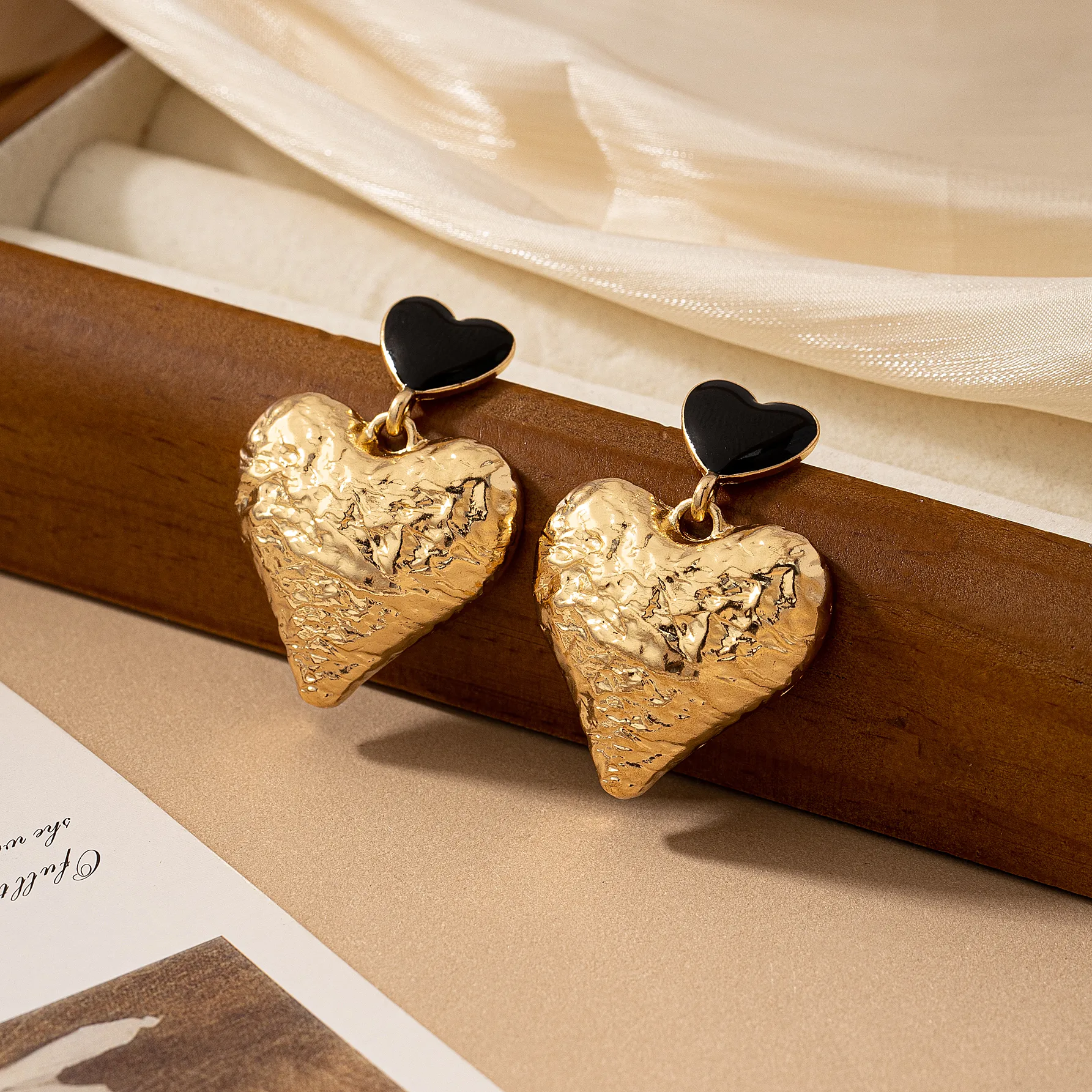2 Pieces Romantic Double Heart Heart Shape Plating Alloy Drop Earrings display picture 2