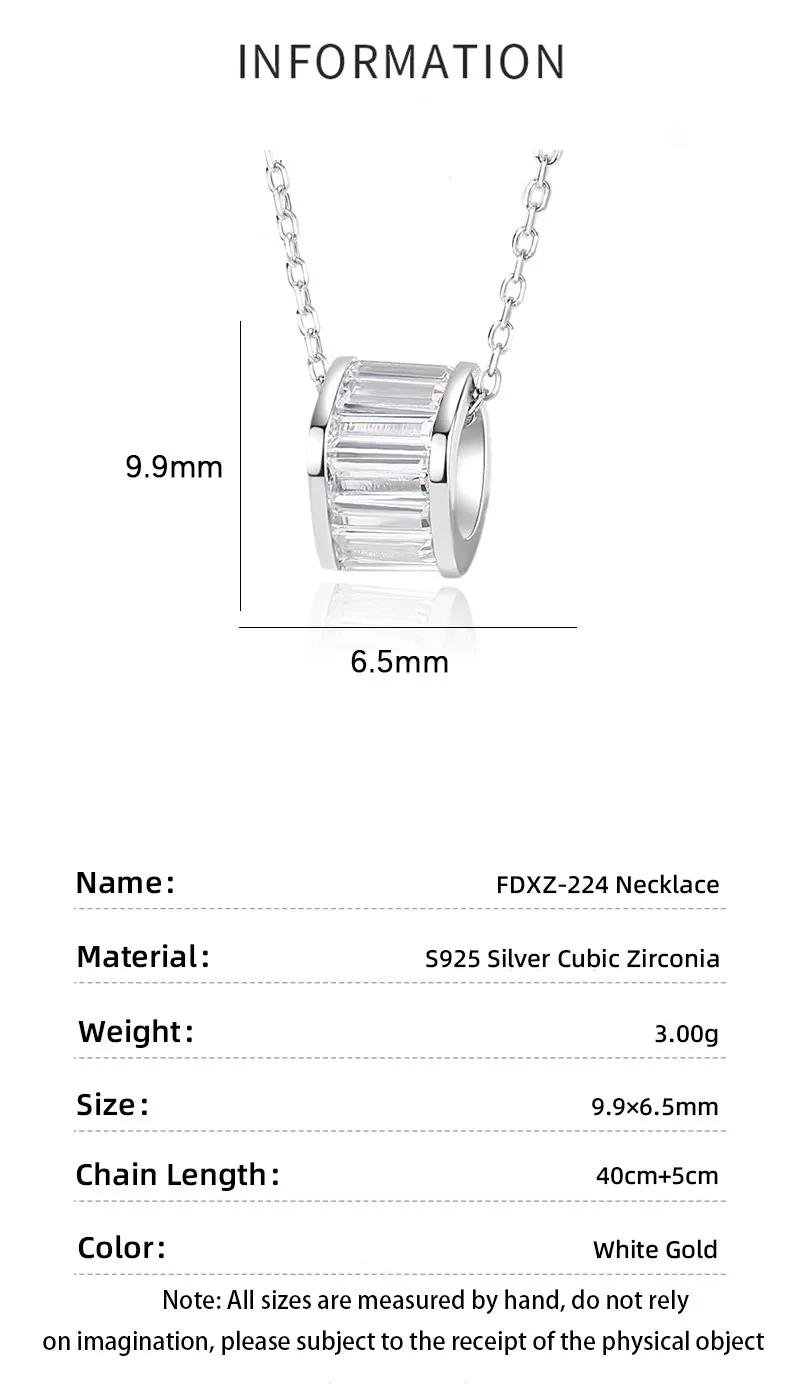 925 Sterling Silver Zircon Cable Chain Polishing Plating Inlay Round Necklace display picture 4