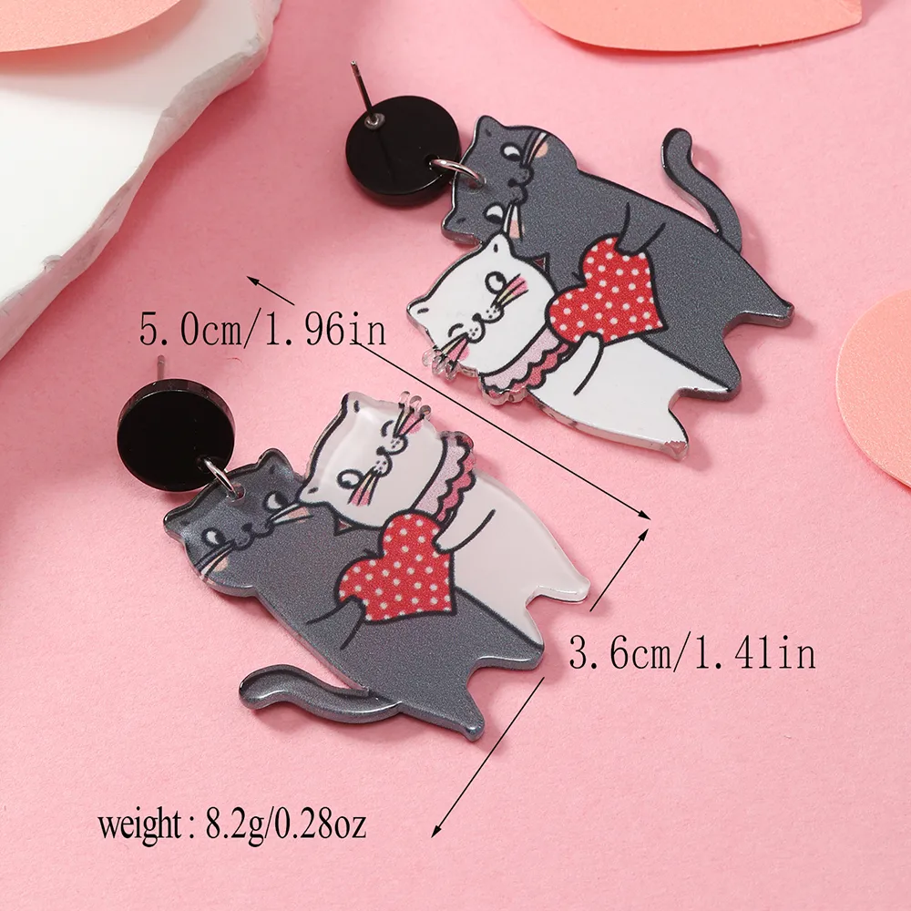 1 Pair Cute Dog Heart Shape Cat Arylic Silver Plated display picture 9