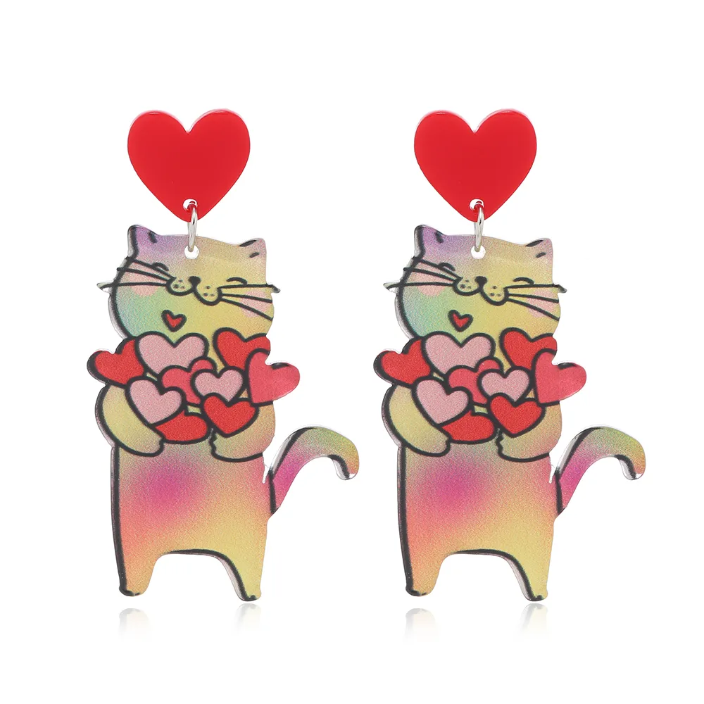 1 Pair Cute Dog Heart Shape Cat Arylic Silver Plated display picture 13