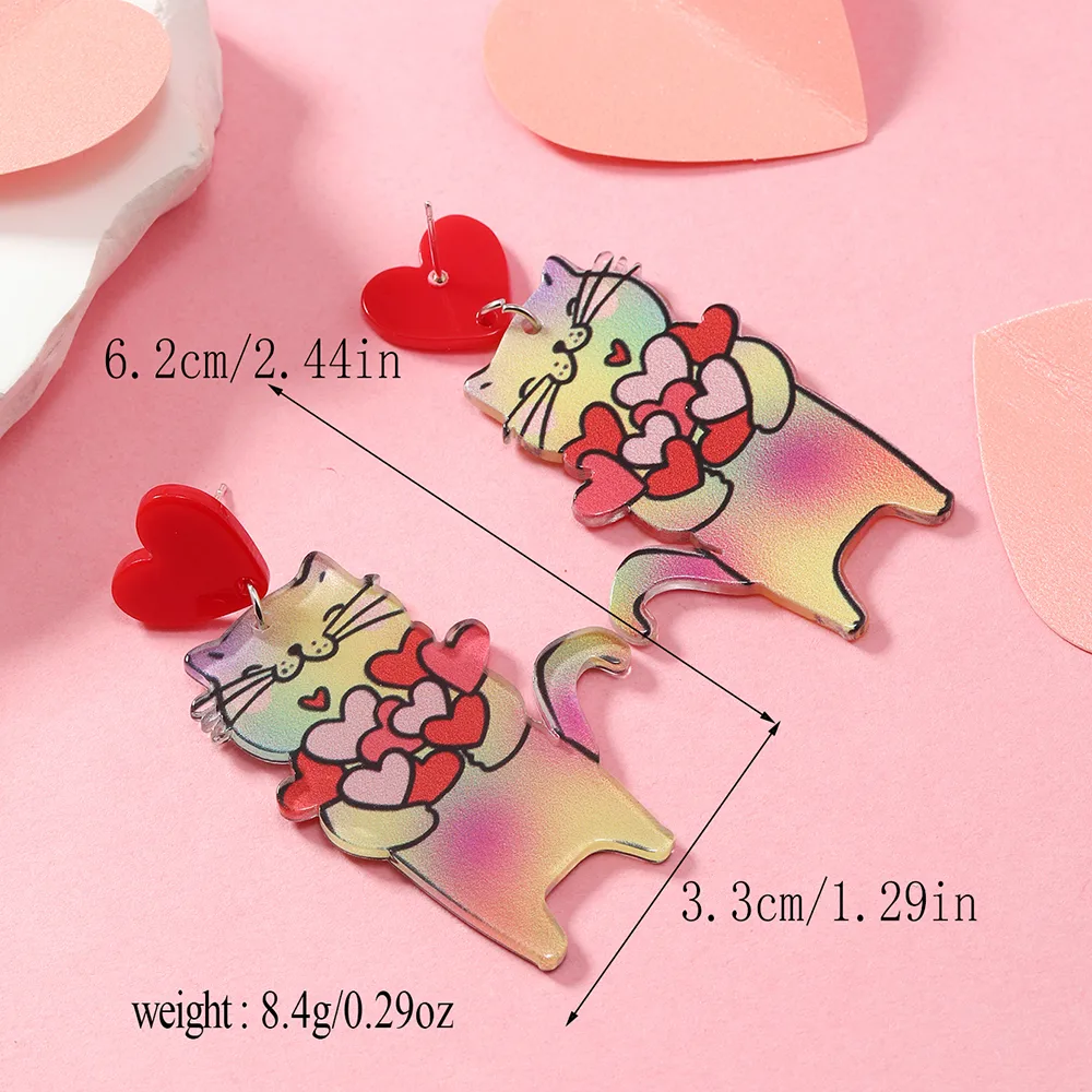 1 Pair Cute Dog Heart Shape Cat Arylic Silver Plated display picture 15