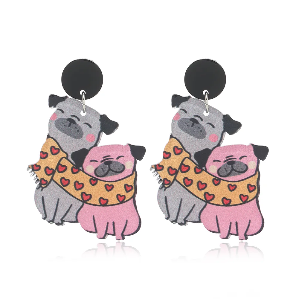 1 Pair Cute Dog Heart Shape Cat Arylic Silver Plated display picture 18