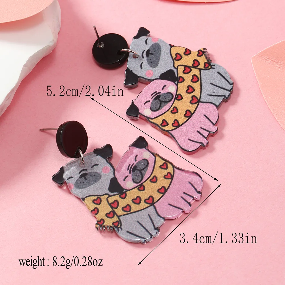1 Pair Cute Dog Heart Shape Cat Arylic Silver Plated display picture 20