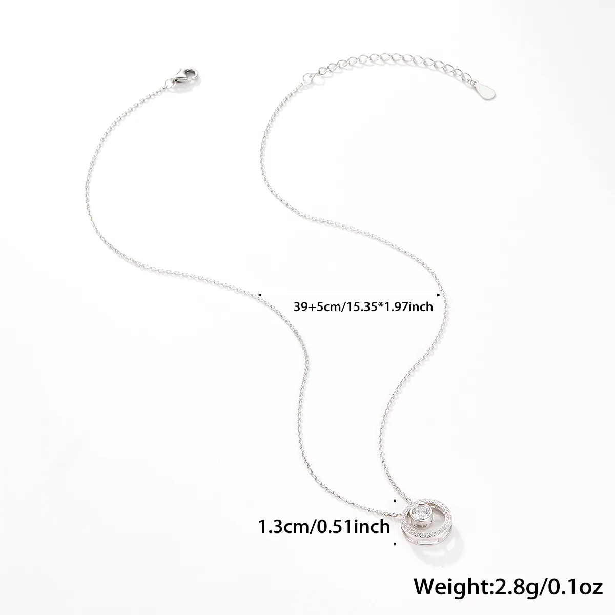 925 Sterling Silver Long-Lasting Plated Zircon Plating Inlay Round Pendant Necklace display picture 1