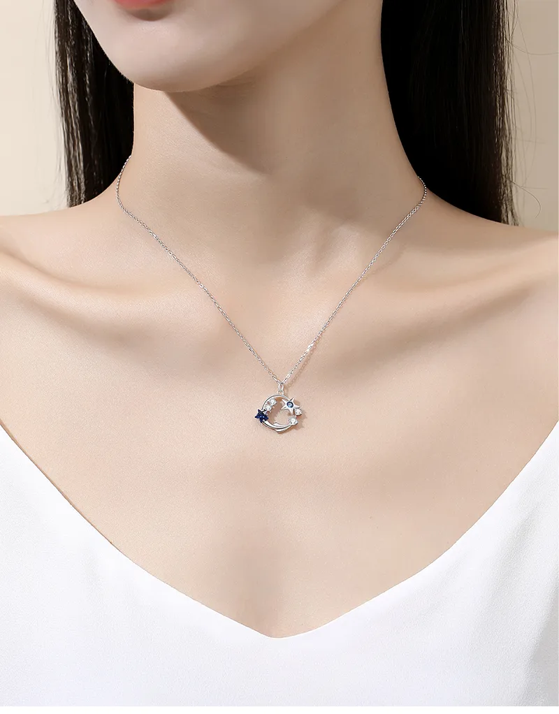 925 Sterling Silver Zircon Cable Chain Plating Inlay Star Pendant Necklace display picture 1