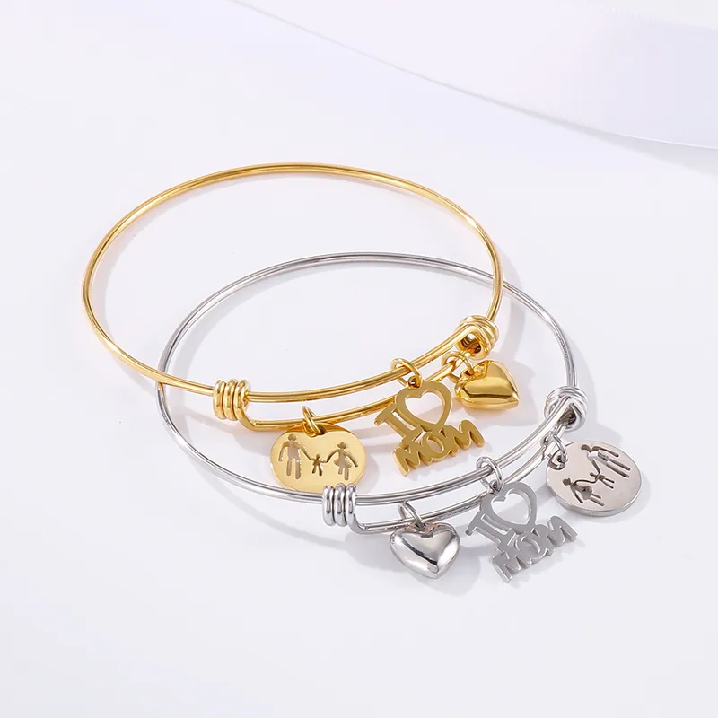 Simple Style Cartoon Character Letter Heart Shape Titanium Steel 18K Gold Plated Bangle In Bulk display picture 3