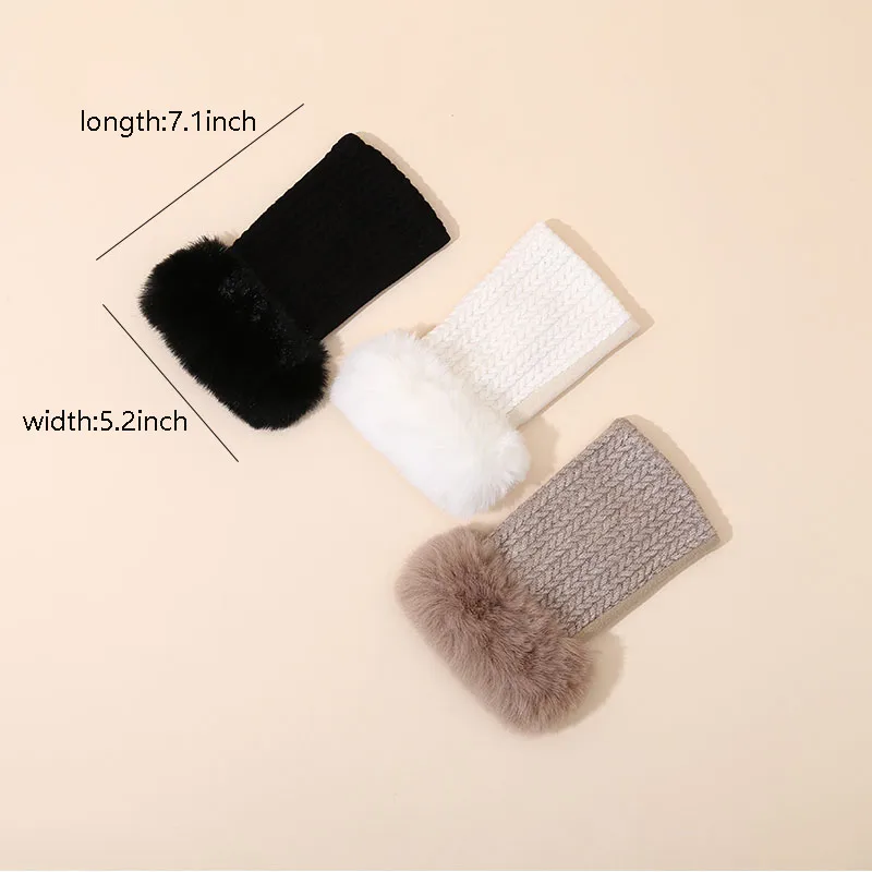 Autumn And Winter Half Finger Gloves Twist Knit Open Finger Plush Texture Gloves display picture 1