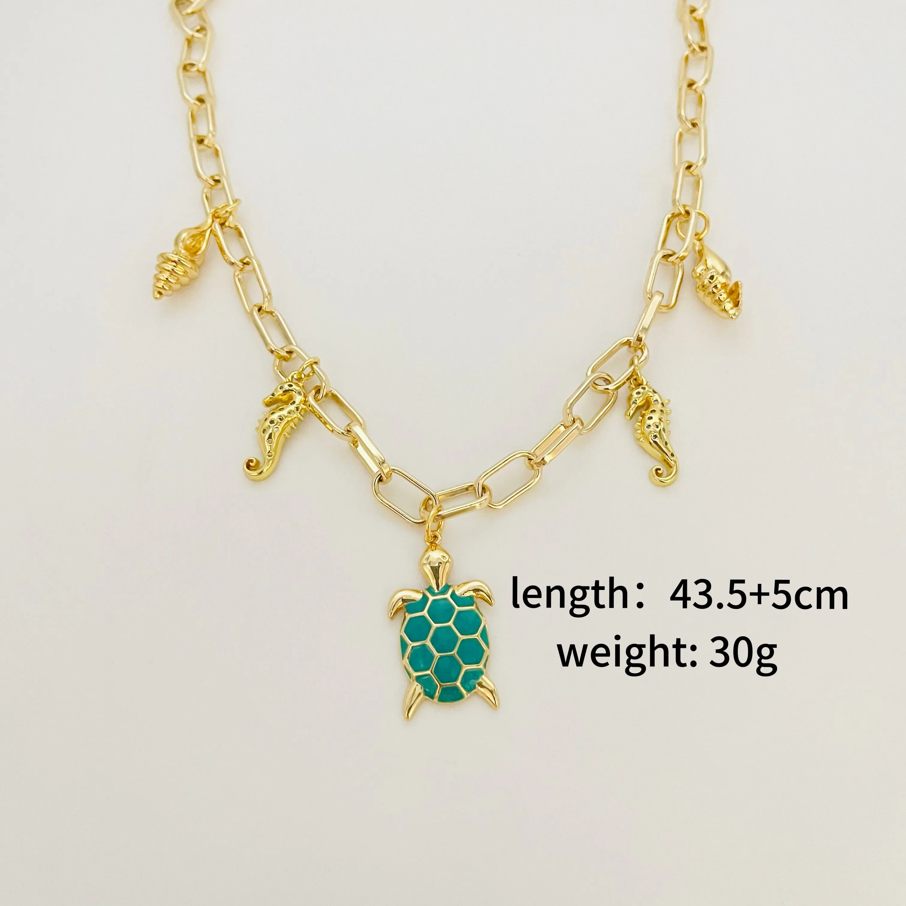 Copper 18K Gold Plated Tortoise Pendant Necklace display picture 1