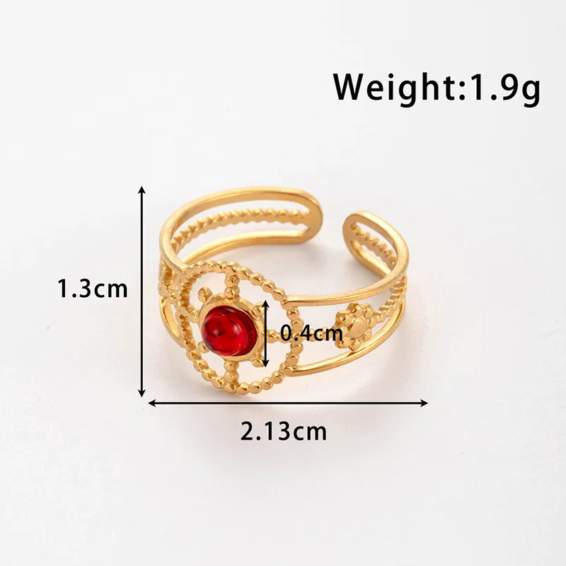 Wholesale Jewelry Vintage Style French Style Korean Style Round Sun Flower 304 Stainless Steel Turquoise Inlay Open Rings display picture 2