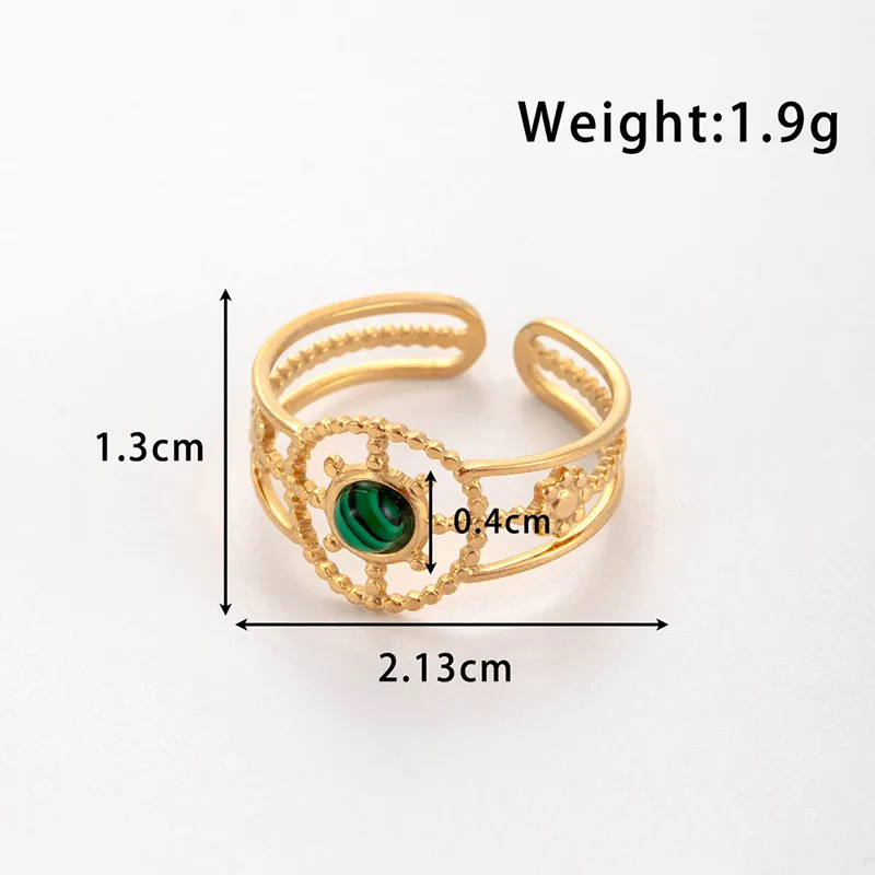 Wholesale Jewelry Vintage Style French Style Korean Style Round Sun Flower 304 Stainless Steel Turquoise Inlay Open Rings display picture 8