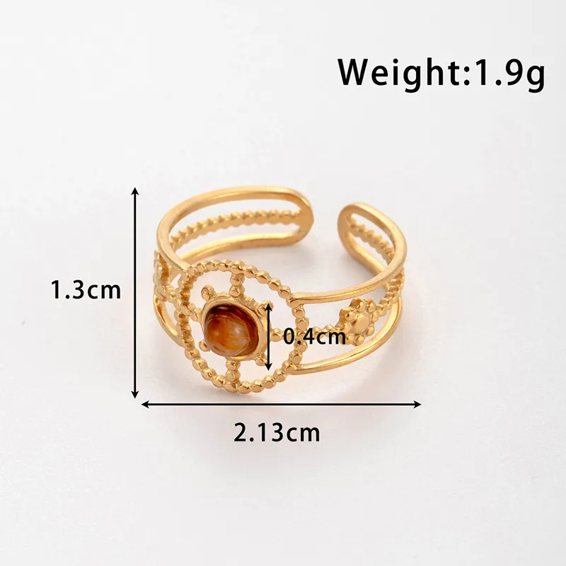 Wholesale Jewelry Vintage Style French Style Korean Style Round Sun Flower 304 Stainless Steel Turquoise Inlay Open Rings display picture 6