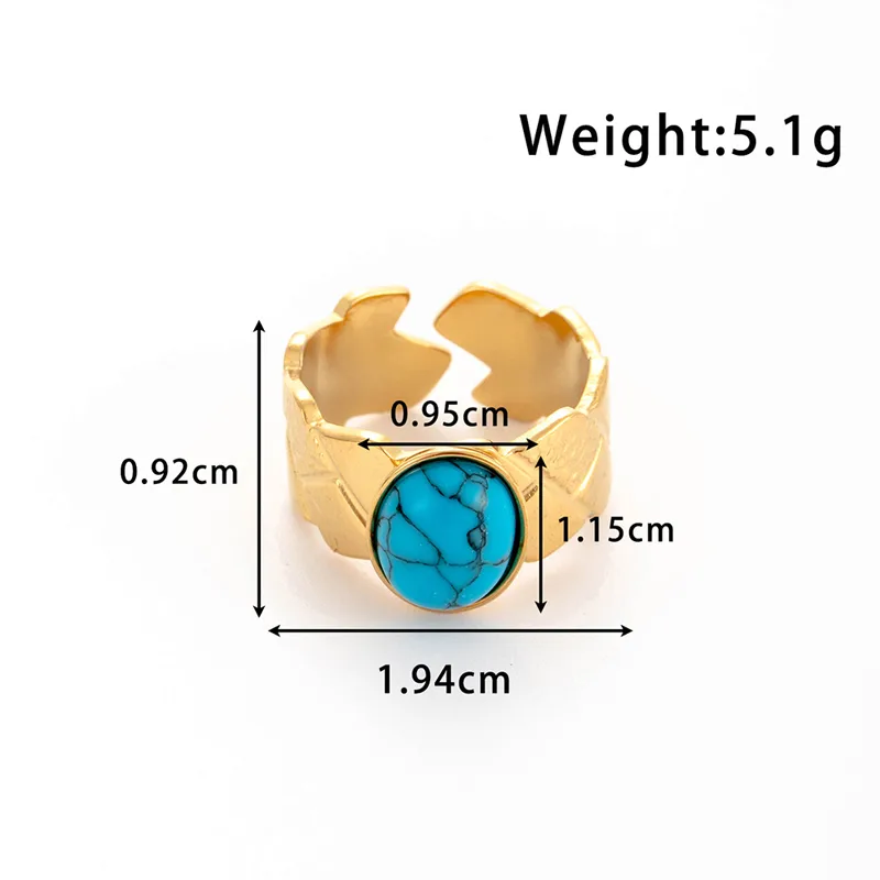 Wholesale Jewelry Elegant Simple Style Streetwear Argyle 304 Stainless Steel Turquoise Inlay Open Rings display picture 5
