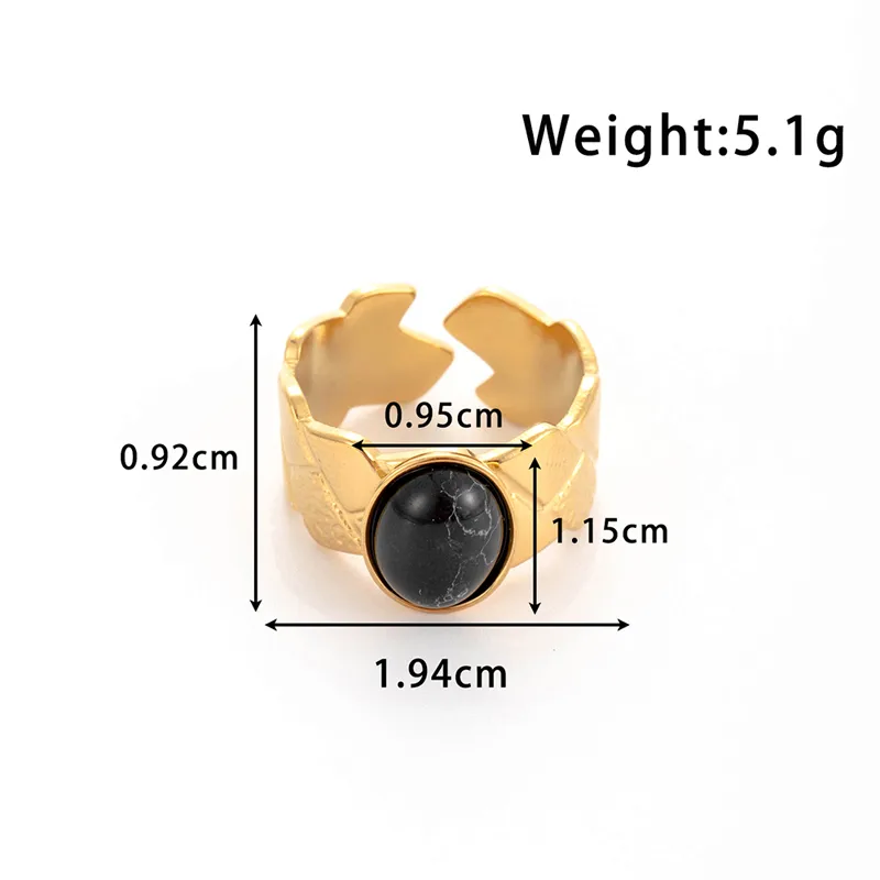 Wholesale Jewelry Elegant Simple Style Streetwear Argyle 304 Stainless Steel Turquoise Inlay Open Rings display picture 1