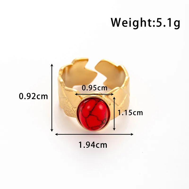 Wholesale Jewelry Elegant Simple Style Streetwear Argyle 304 Stainless Steel Turquoise Inlay Open Rings display picture 4