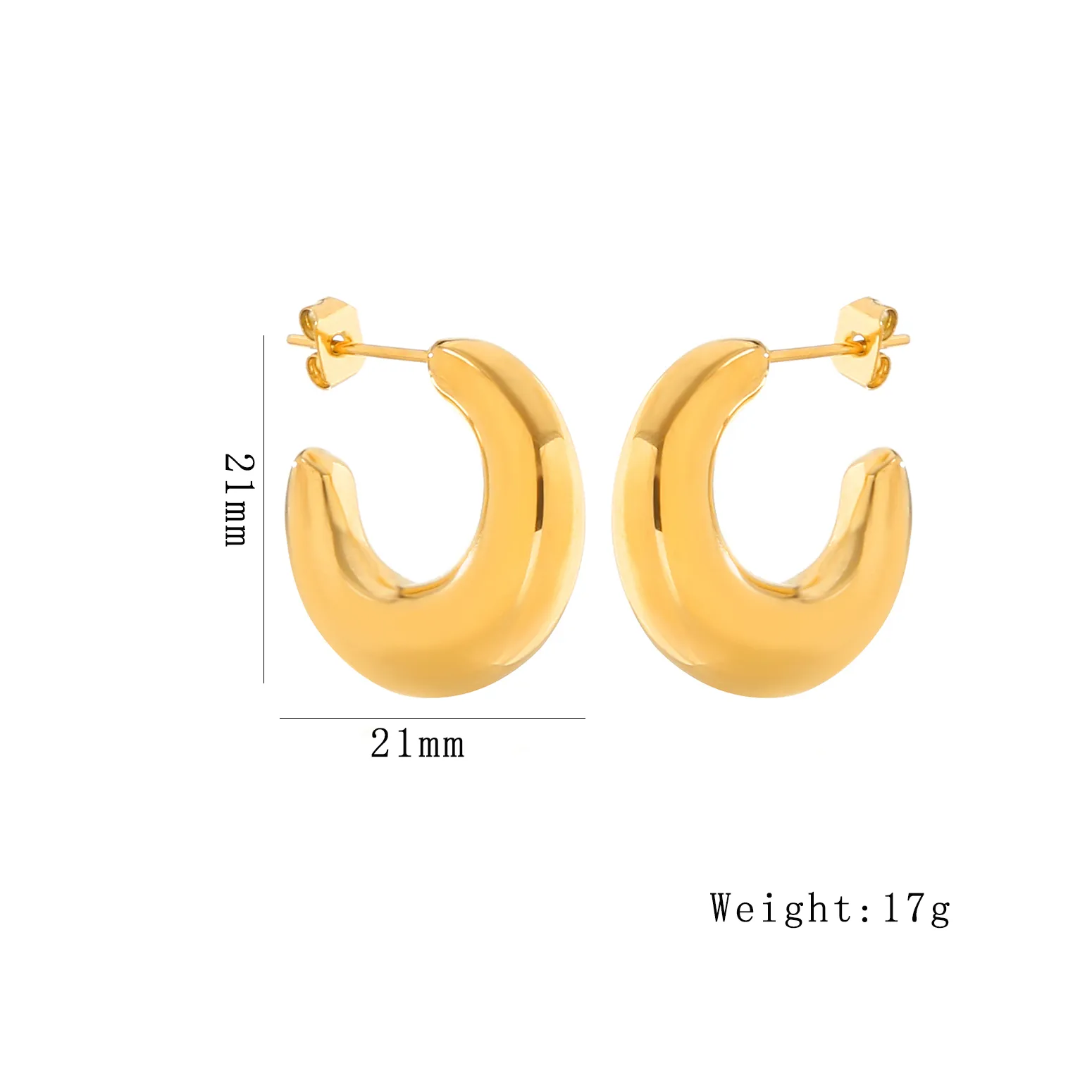 1 Pair Casual Elegant Commute C Shape 304 Stainless Steel Ear Studs display picture 1