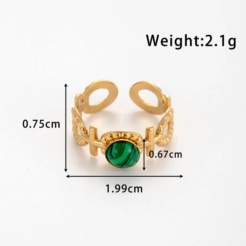 Wholesale Jewelry Vintage Style French Style Simple Style Cross Oval 304 Stainless Steel Turquoise Inlay Open Rings display picture 2