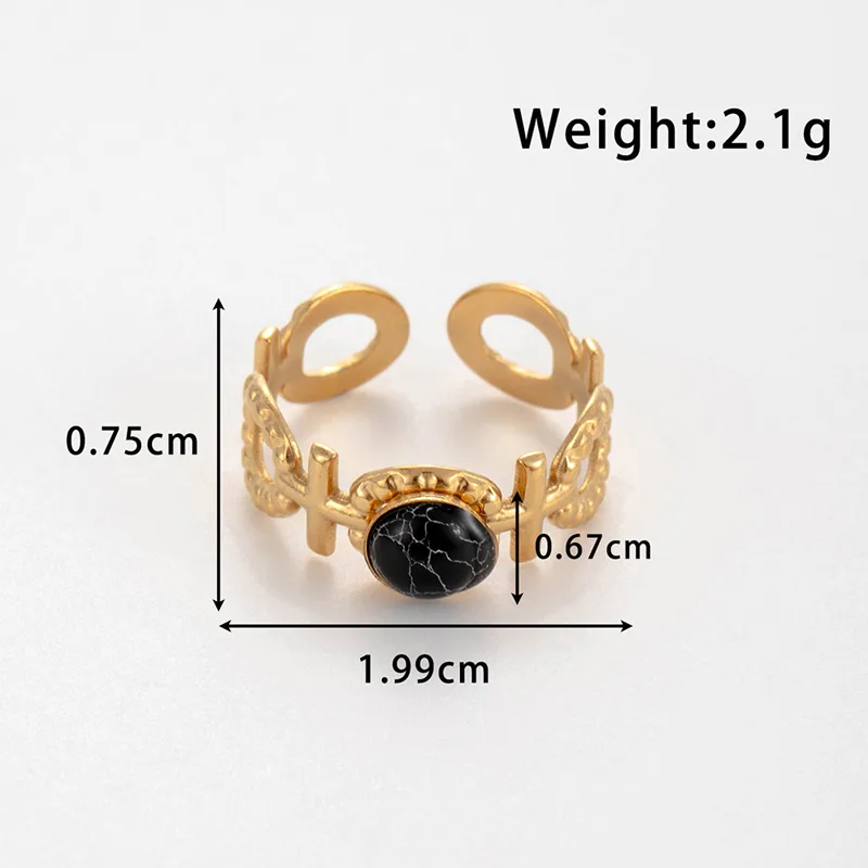 Wholesale Jewelry Vintage Style French Style Simple Style Cross Oval 304 Stainless Steel Turquoise Inlay Open Rings display picture 4