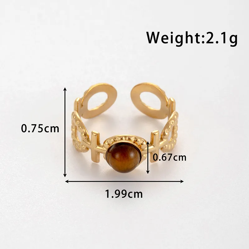 Wholesale Jewelry Vintage Style French Style Simple Style Cross Oval 304 Stainless Steel Turquoise Inlay Open Rings display picture 8