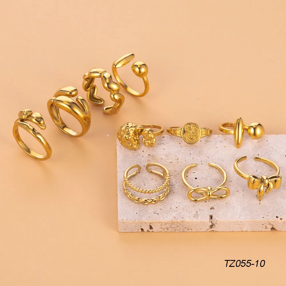 Wholesale Jewelry Simple Style Solid Color Flower Bow Knot Titanium Steel 14K Gold Plated Rings display picture 3