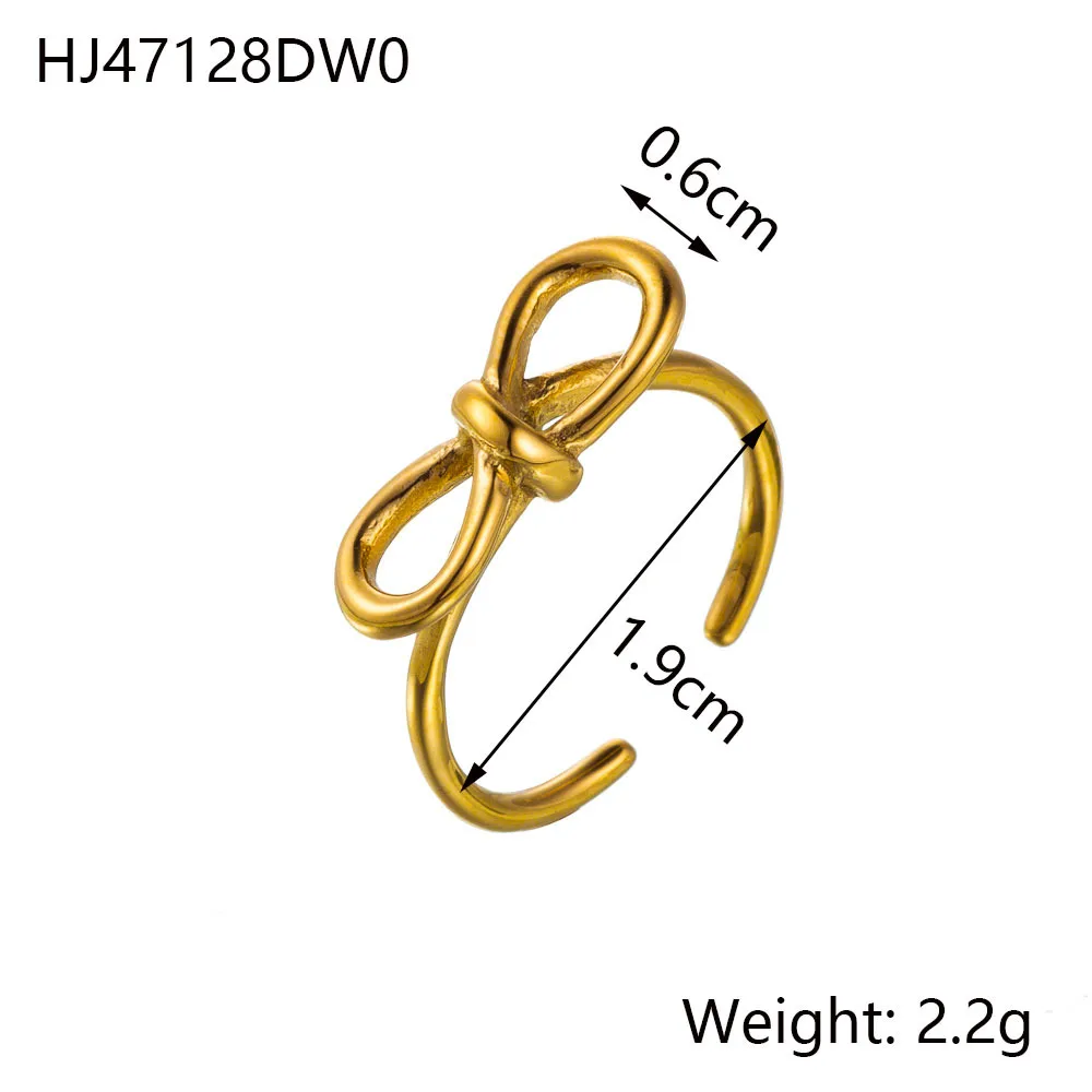 Wholesale Jewelry Simple Style Solid Color Flower Bow Knot Titanium Steel 14K Gold Plated Rings display picture 15