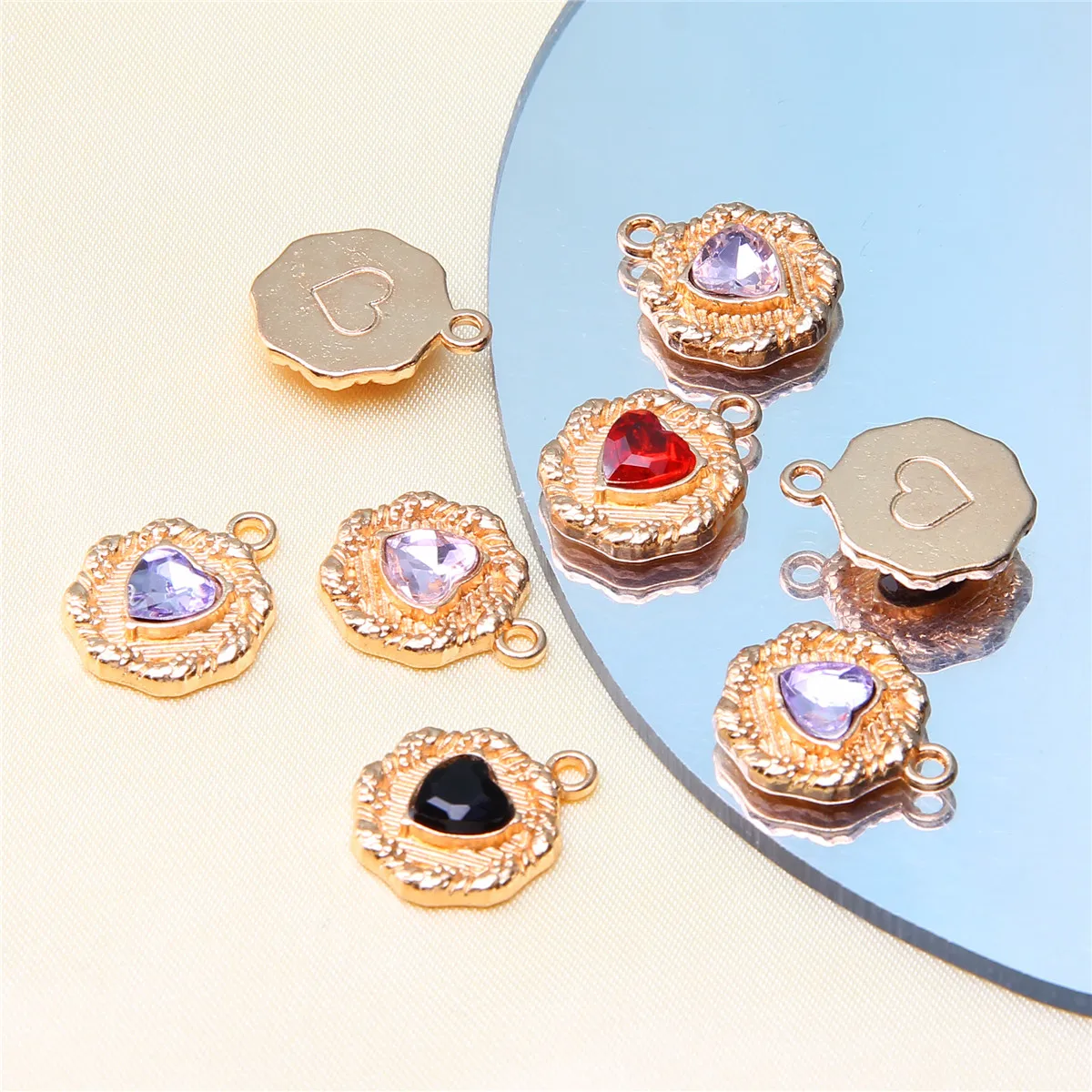 10 PCS/Package 12*17 * 4mm 18*15 * 4mm 19*10 * 6mm Alloy Artificial Pearls Heart Shape Wings Pendant display picture 10