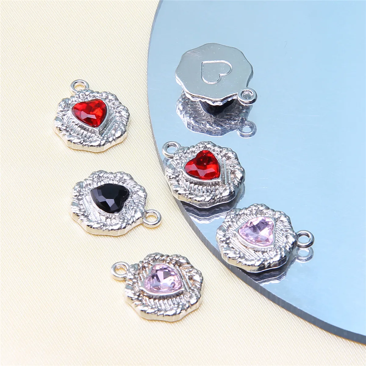 10 PCS/Package 12*17 * 4mm 18*15 * 4mm 19*10 * 6mm Alloy Artificial Pearls Heart Shape Wings Pendant display picture 8