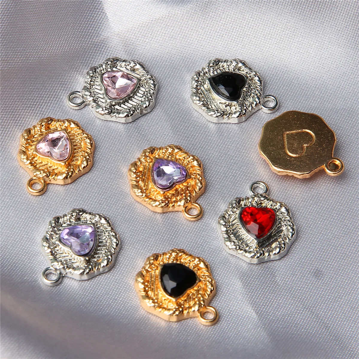 10 PCS/Package 12*17 * 4mm 18*15 * 4mm 19*10 * 6mm Alloy Artificial Pearls Heart Shape Wings Pendant display picture 14