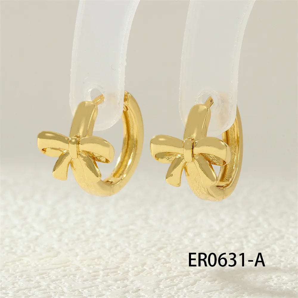 1 Pair IG Style Simple Style Commute Flower Butterfly Inlay Copper Zircon 18K Gold Plated Earrings display picture 3
