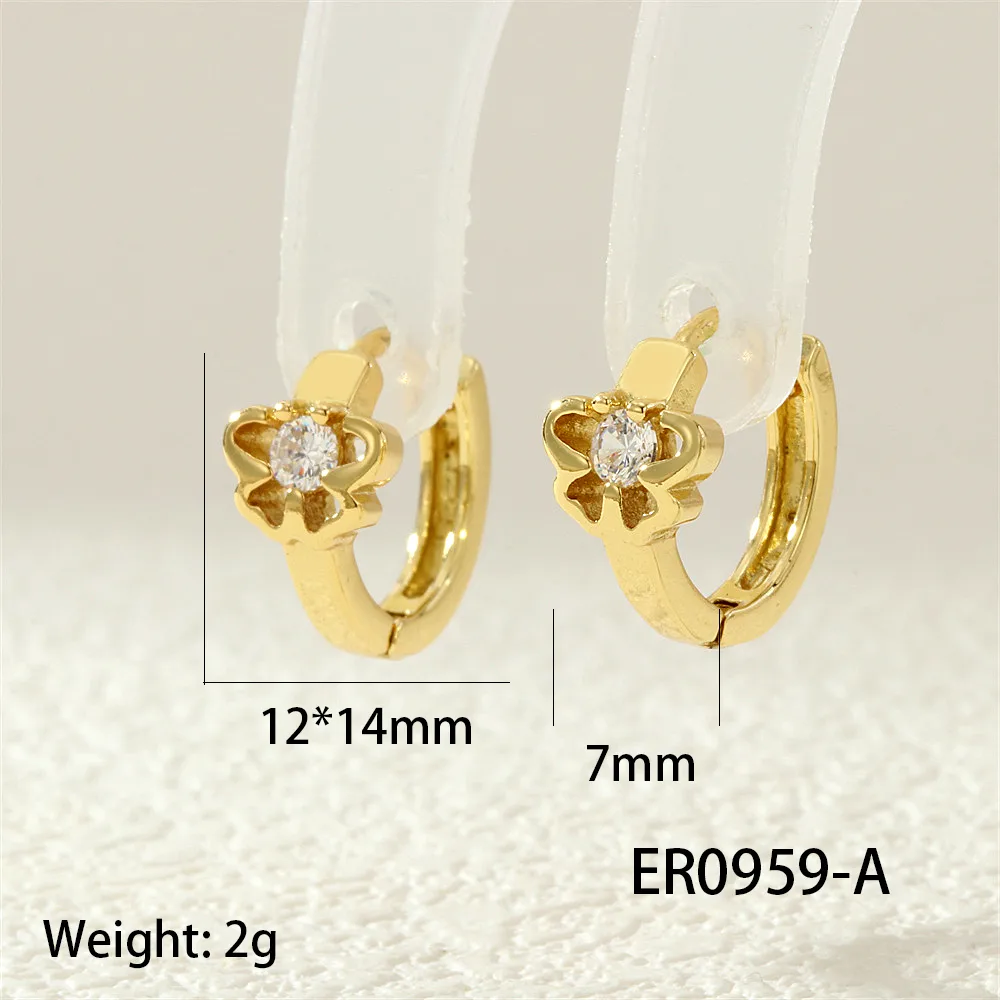 1 Pair IG Style Simple Style Commute Flower Butterfly Inlay Copper Zircon 18K Gold Plated Earrings display picture 9