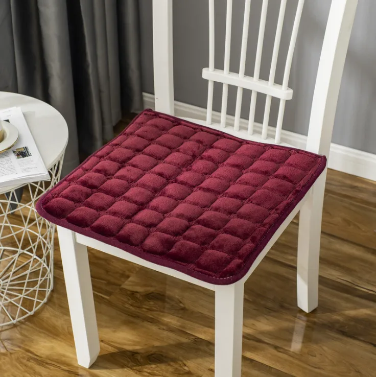 Winter Flannel Padded Non-slip Plush Chair Cushion Office Car Cushion Sofa Restaurant Solid Color Cushion Wholesale display picture 2