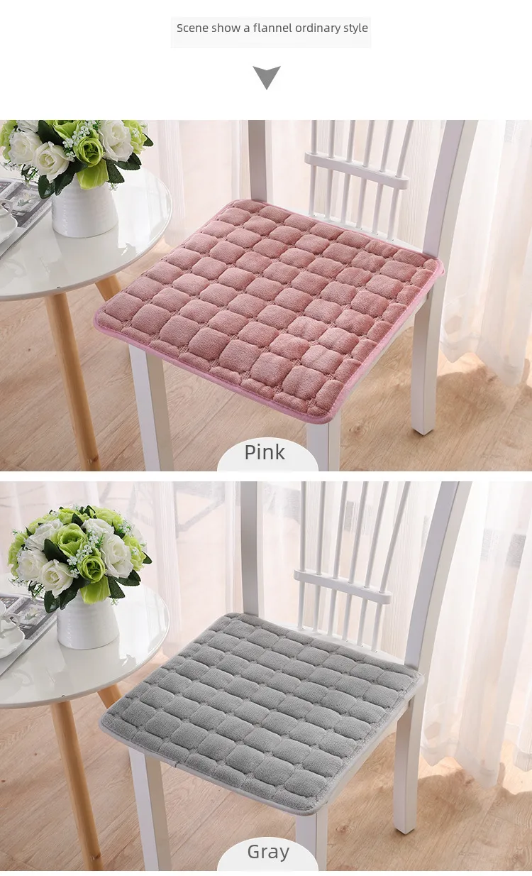 Winter Flannel Padded Non-slip Plush Chair Cushion Office Car Cushion Sofa Restaurant Solid Color Cushion Wholesale display picture 3