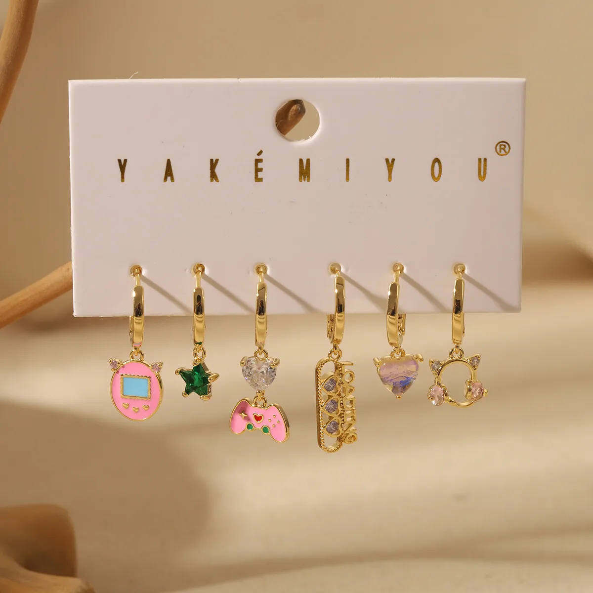 1 Set Yakemiyou Simple Style Commute Nostalgic Video Game Enamel Inlay Copper Zircon 14K Gold Plated Drop Earrings display picture 1
