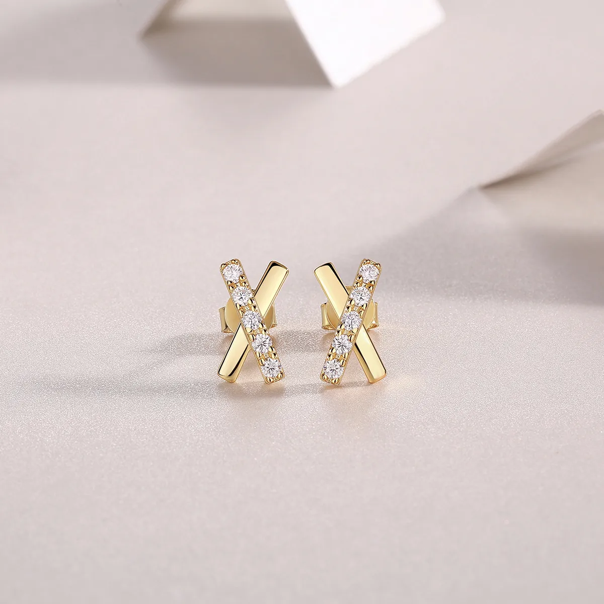 1 Pair 925 Sterling Silver Moissanite GRA Certificate Geometric Ear Studs display picture 4