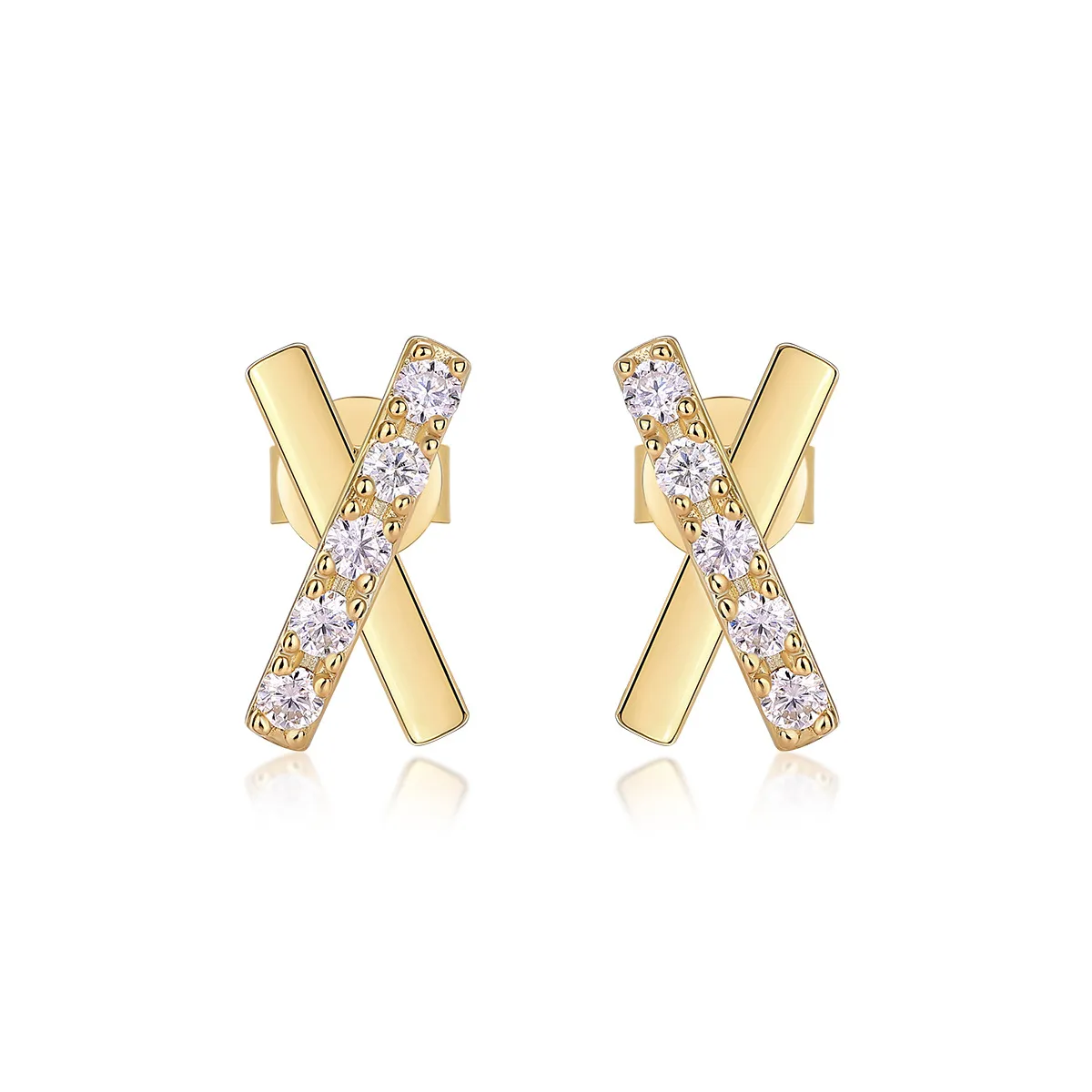 1 Pair 925 Sterling Silver Moissanite GRA Certificate Geometric Ear Studs display picture 2