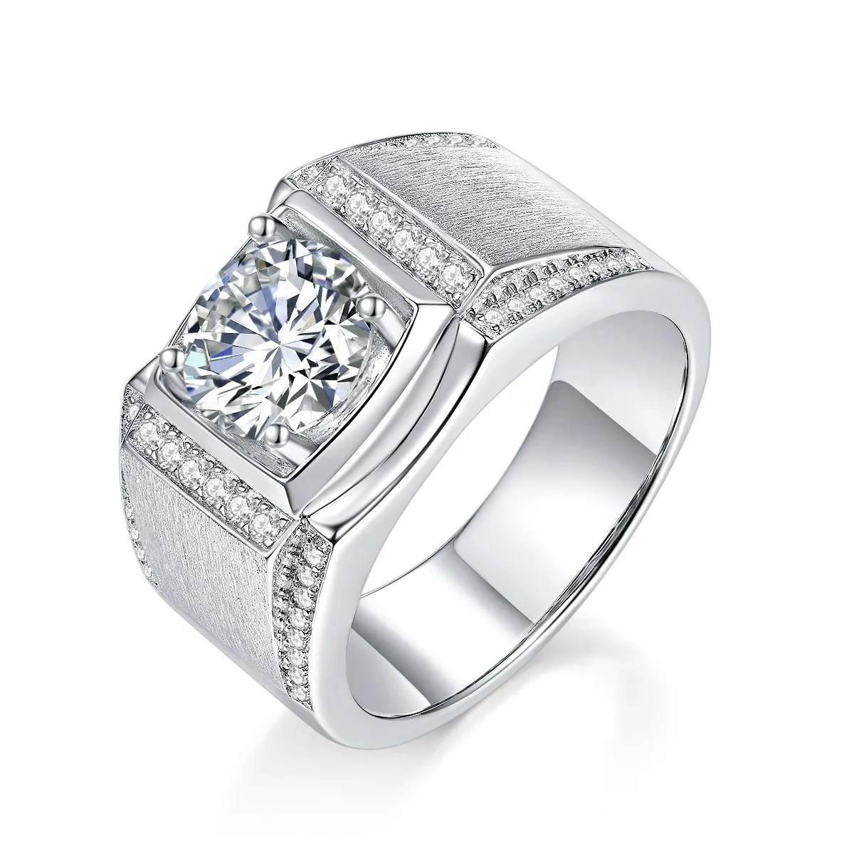 925 Sterling Silver Moissanite Geometric Rings GRA Certificate display picture 1