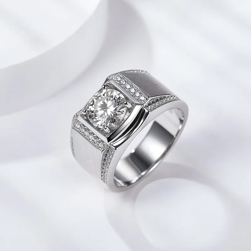 925 Sterling Silver Moissanite Geometric Rings GRA Certificate display picture 5