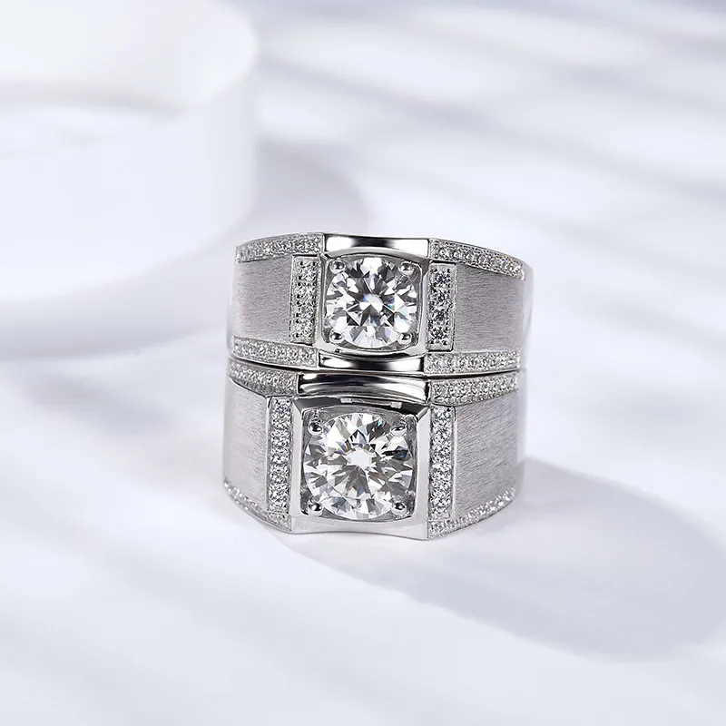 925 Sterling Silver Moissanite Geometric Rings GRA Certificate display picture 3