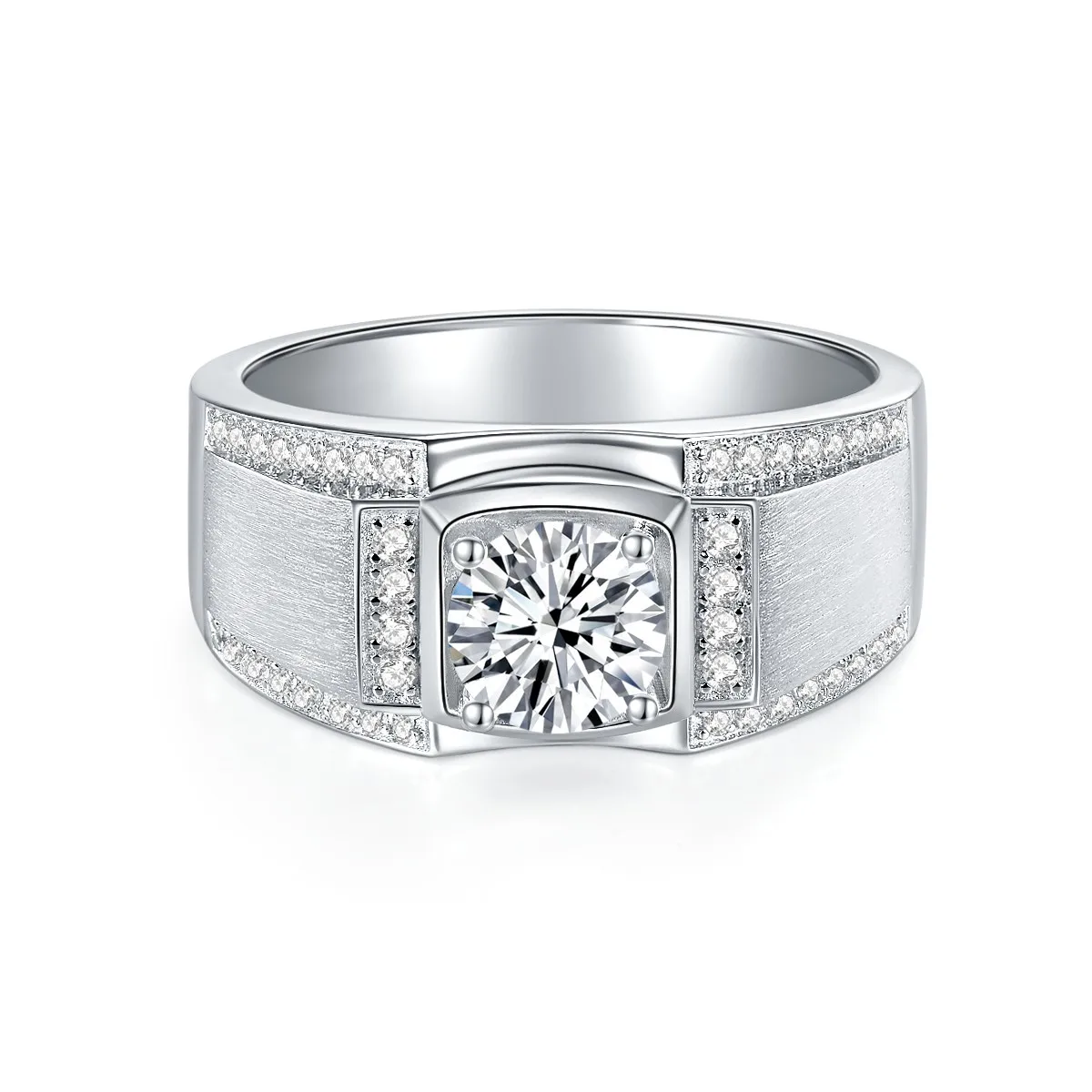 925 Sterling Silver Moissanite Geometric Rings GRA Certificate display picture 2