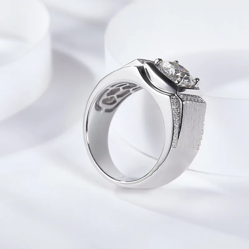 925 Sterling Silver Moissanite Geometric Rings GRA Certificate display picture 4