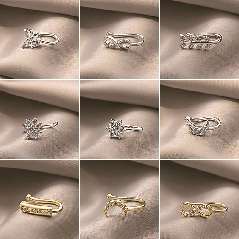 Non-perforated U-shaped Nose Clip Retro Cold Wind Bow Jewelry Moon Eight Mans Star Diamond Nose Wholesale display picture 3
