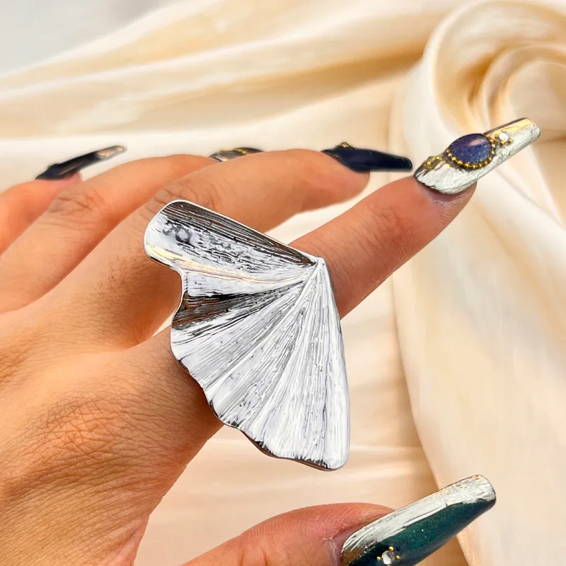 Wholesale Jewelry Casual Retro Marine Style Maple Leaf 304 Stainless Steel 18K Gold Plated Plating Open Rings display picture 3