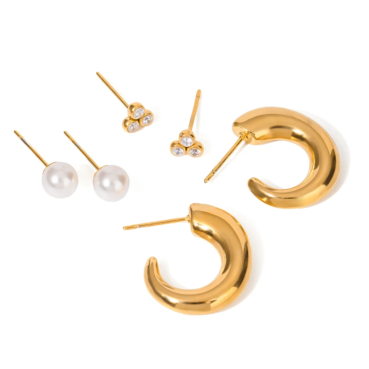 1 Set Simple Style Classic Style Geometric 304 Stainless Steel Earrings display picture 3
