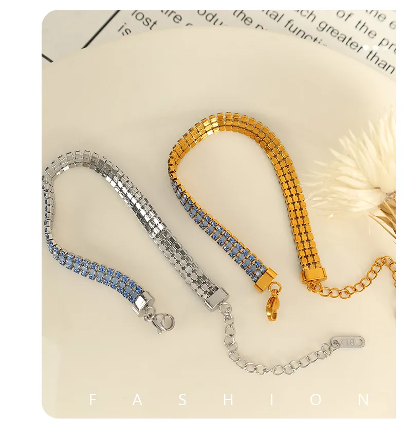 Simple Style Classic Style Geometric 304 Stainless Steel 18K Gold Plated Zircon Bracelets In Bulk display picture 5